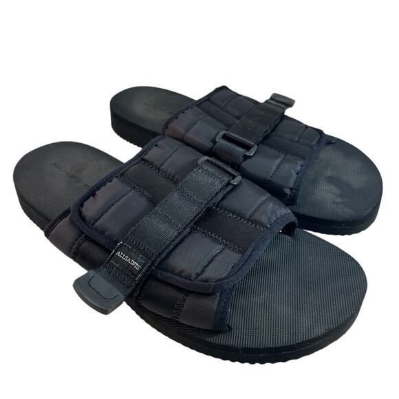 Allsaints Coleman Black Slip-On Sandals Mens 11.5 Preowned - Picture 1 of 6